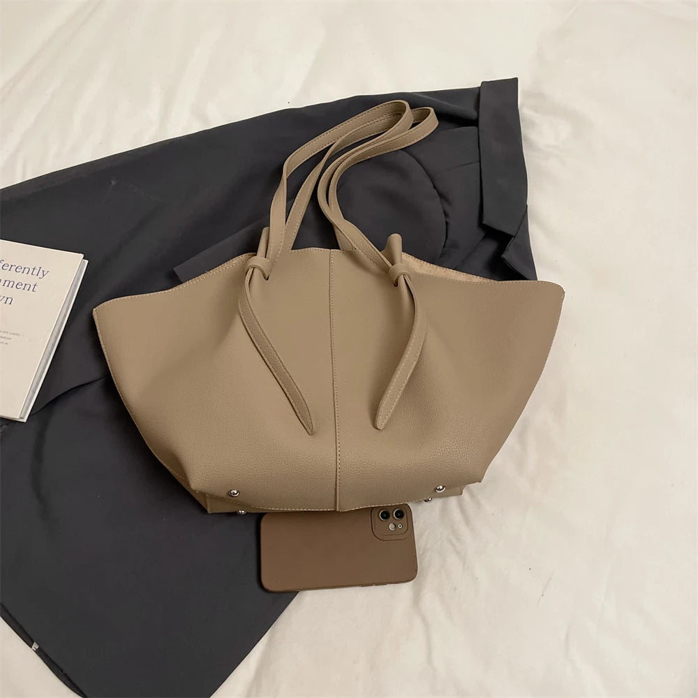 2-in-1 Shoulder Tote Bag – Soft PU Leather Handbag Set