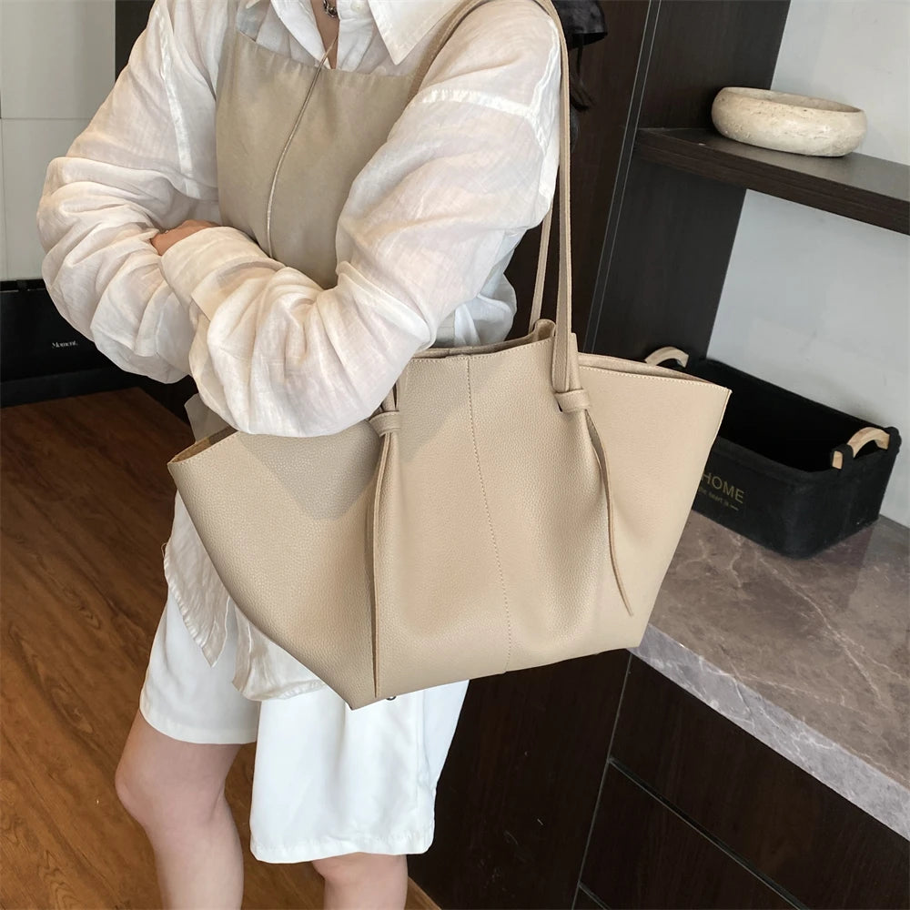 2-in-1 Shoulder Tote Bag – Soft PU Leather Handbag Set