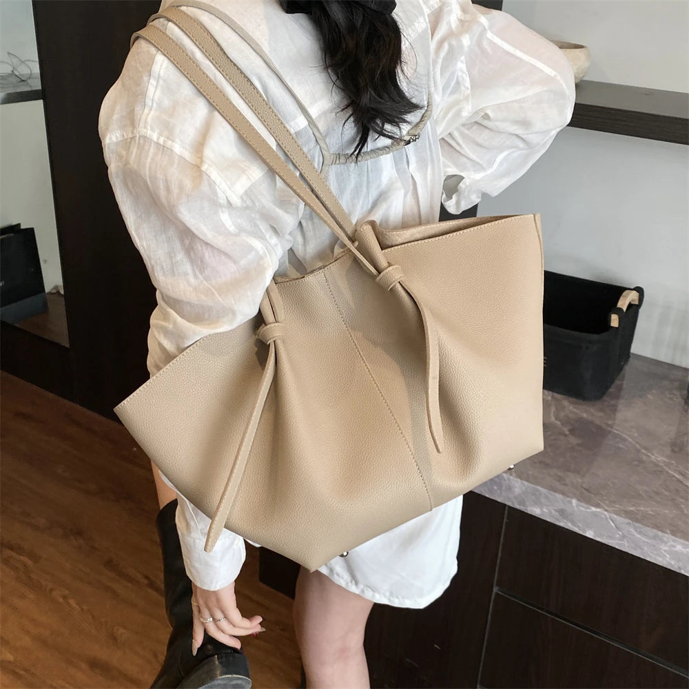 2-in-1 Shoulder Tote Bag – Soft PU Leather Handbag Set