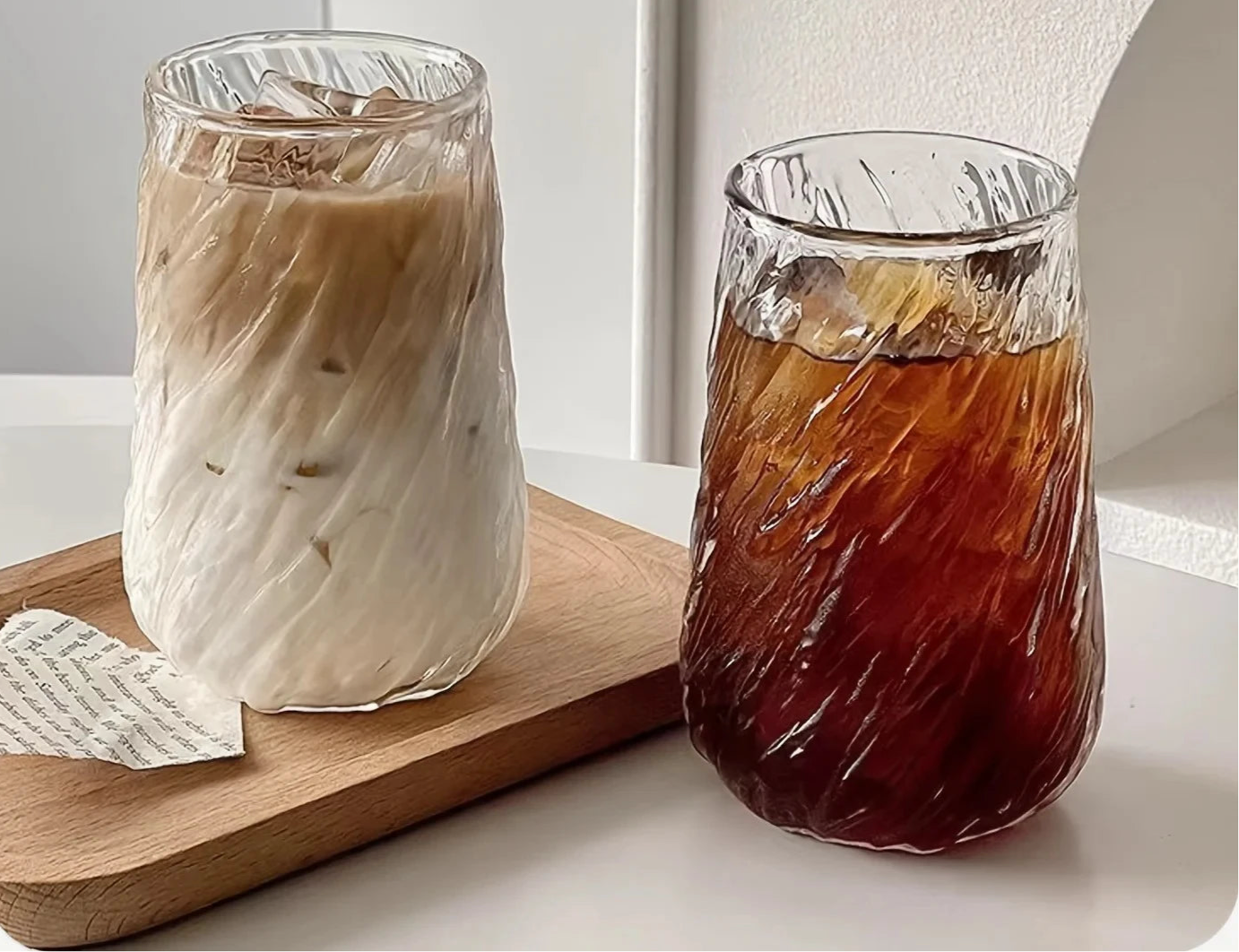 Striped Glass Mug – 400ml Elegant Coffee & Tea Cup