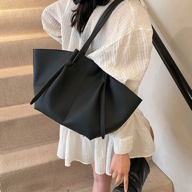 2-in-1 Shoulder Tote Bag – Soft PU Leather Handbag Set