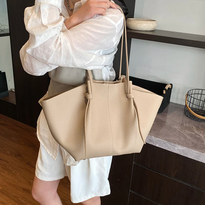 2-in-1 Shoulder Tote Bag – Soft PU Leather Handbag Set