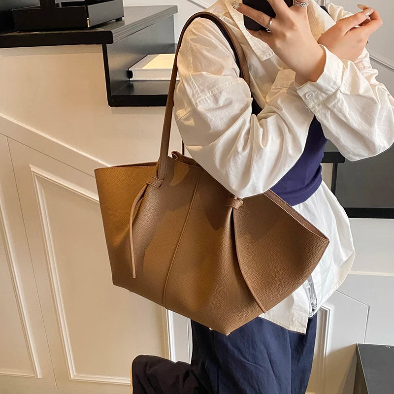 2-in-1 Shoulder Tote Bag – Soft PU Leather Handbag Set